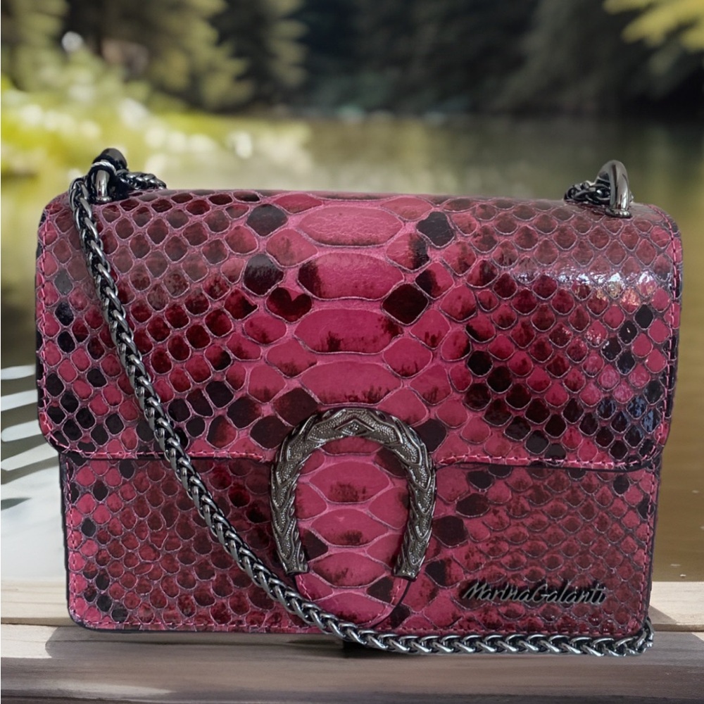🆕 Marina Galanti 🇮🇹 Vera Pelle Leather Crossbody/Shoulder Bag Chain Strap